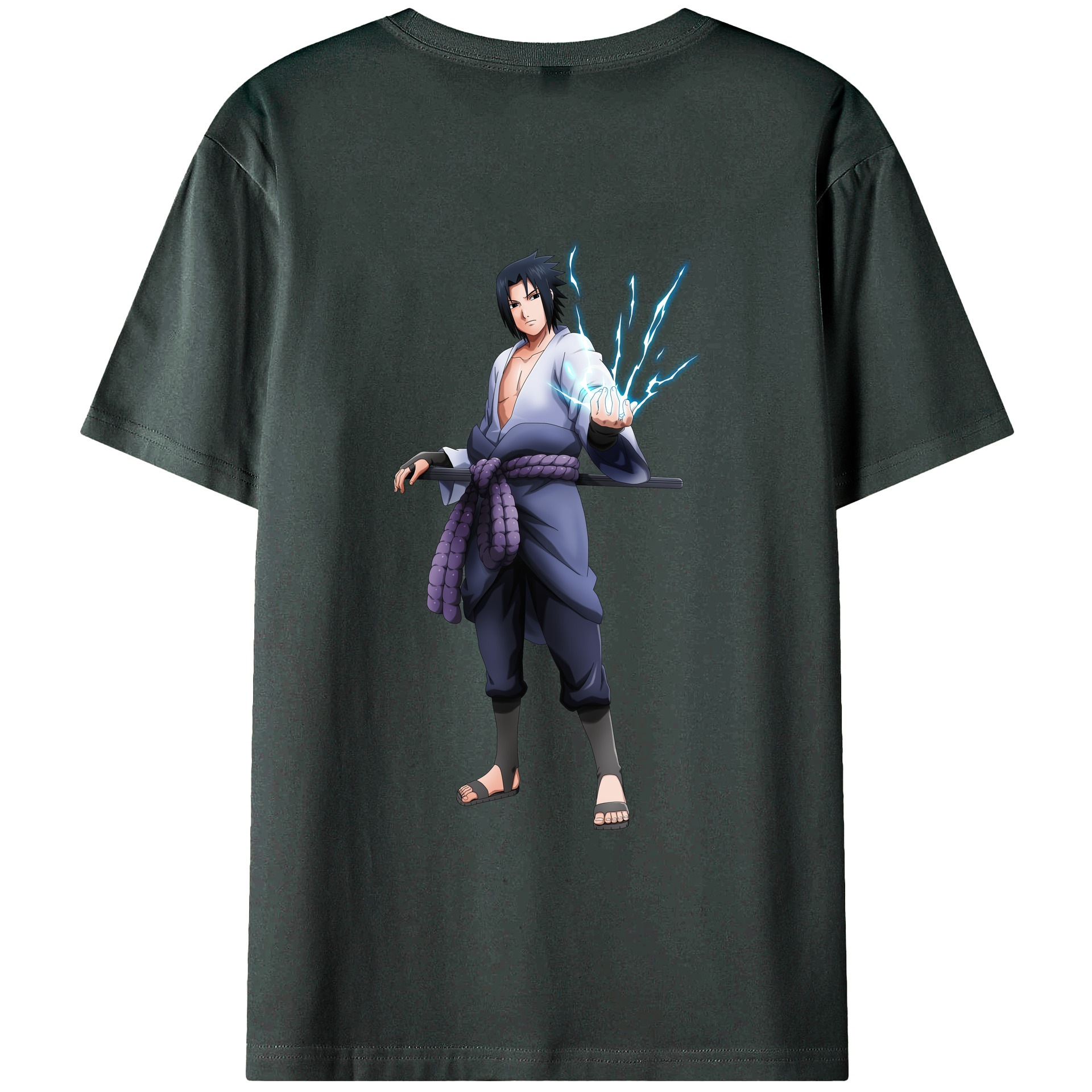 （画像用） NARUTO -ナルト- うちは サスケ Uchiha Sasuke 綿100％ メンズ半袖Tシャツ（バックプリント） 通気性
